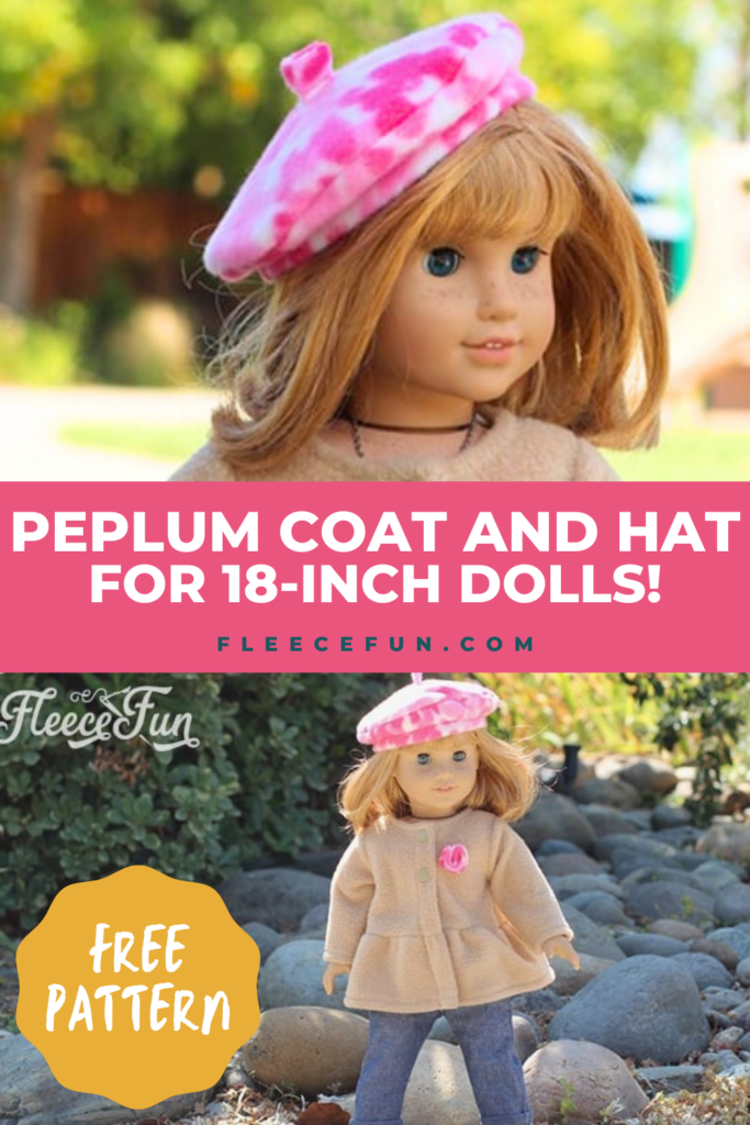 Give your doll a fashionable winter look with this peplum coat tutorial from Fleece Fun.