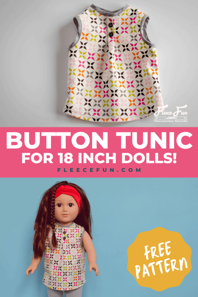 Sew a stylish button tunic for an 18-inch doll with this fleecefun free template and tutorial