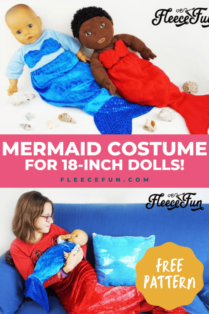 Create a stunning doll mermaid costume with Fleece Fun’s free template and tutorial.