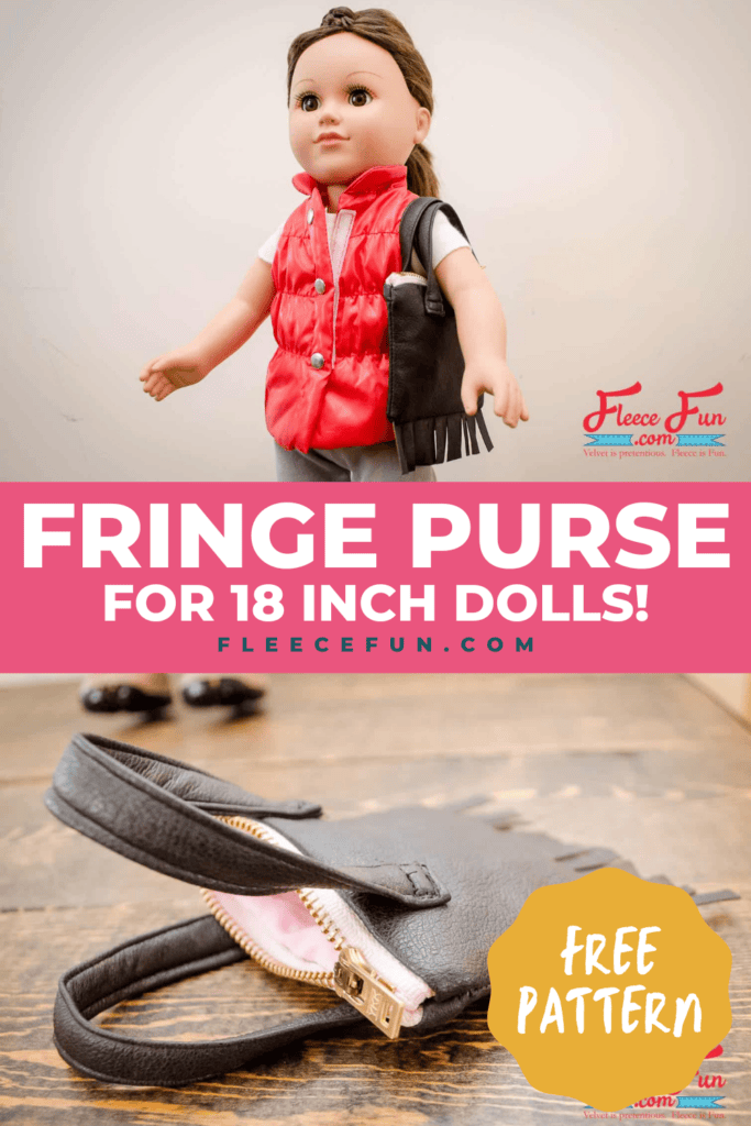 Handmade purse with leather fringe using the fleecefun free template and tutorial