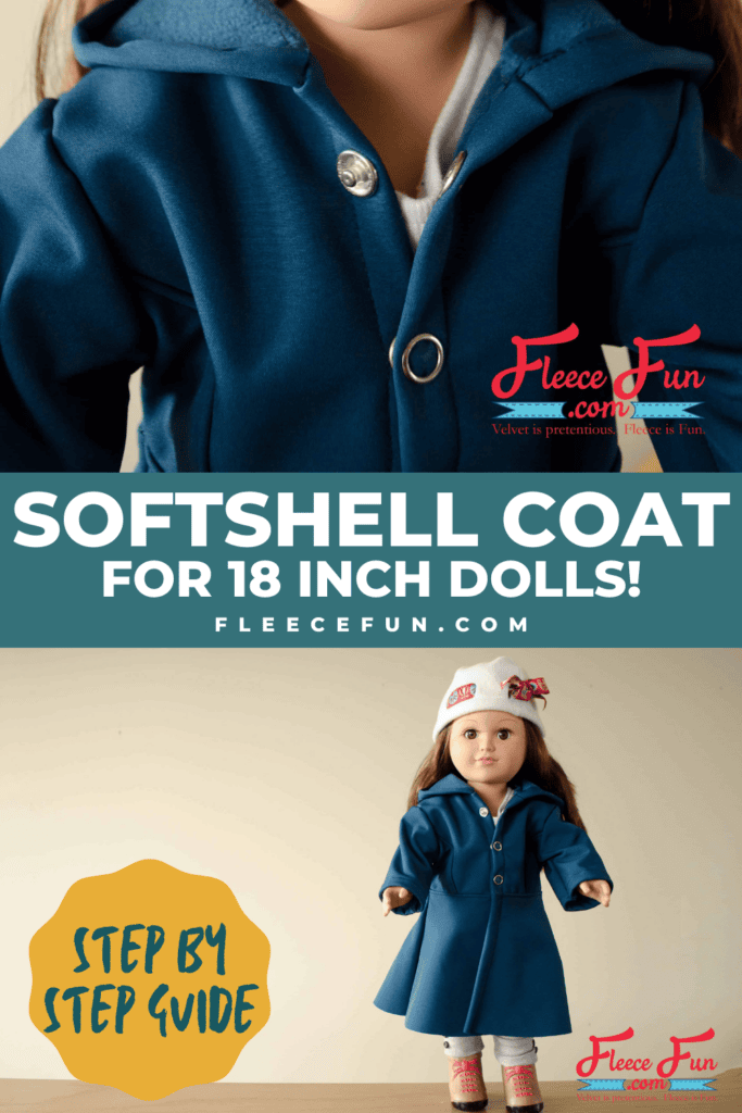 Sew a stylish long coat for an 18 inch doll with this free template and tutorial from fleecefun