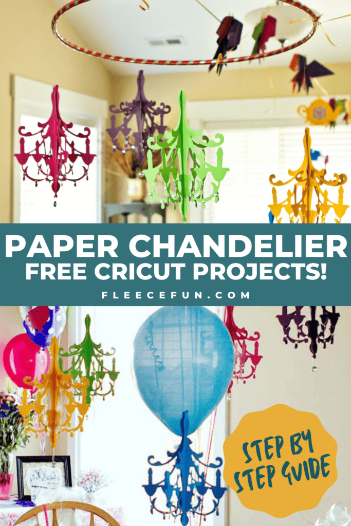 Learn how to craft a stunning paper chandelier with this Cricut Maker tutorial from fleecefun and free template and tutorial