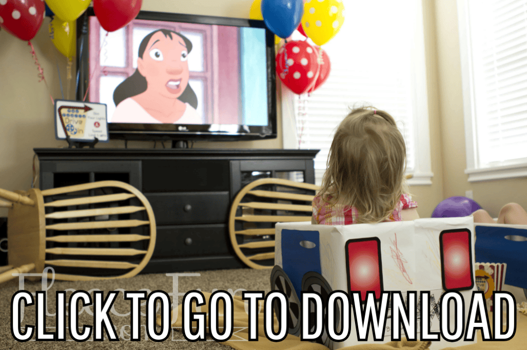 a Free Printable Drive in Cars, perfect for drive in theater party and summer playtime, made with free printable and step by step tutorial, from fleece fun, with the text "CLICK TO GO TO DOWNLOAD" displayed at the bottom.