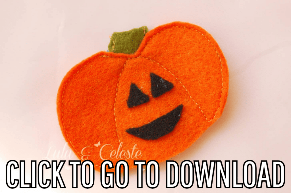 a pumpkin finger puppet, perfect for holiday gifts, playtimes, and halloween accessories, made with free pattern and step by step tutorial, from fleece fun, with the text "CLICK TO GO TO DOWNLOAD" displayed at the bottom.