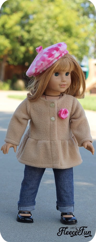 This adorable 18 Inch Doll Peplum Coat and Hat is a free pattern that is the perfect way to dress up your American Girl Doll. Easy Sewing project with great step by step pictures to make is easy.