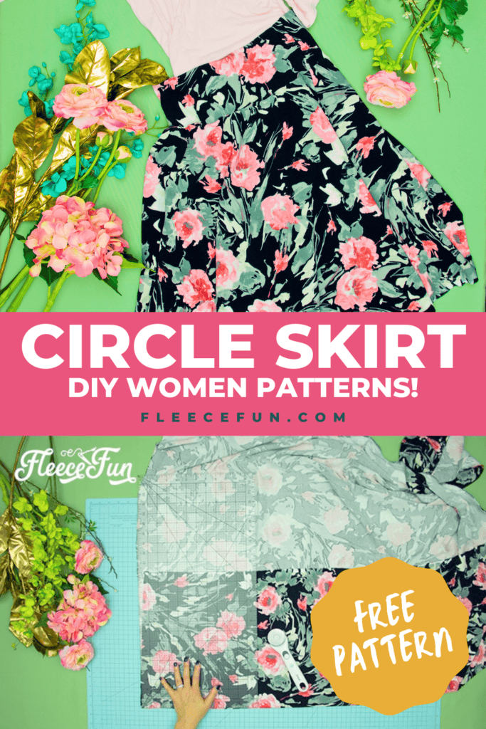 Half circle skirt sewing pattern for women with fleecefun and free template and tutorial