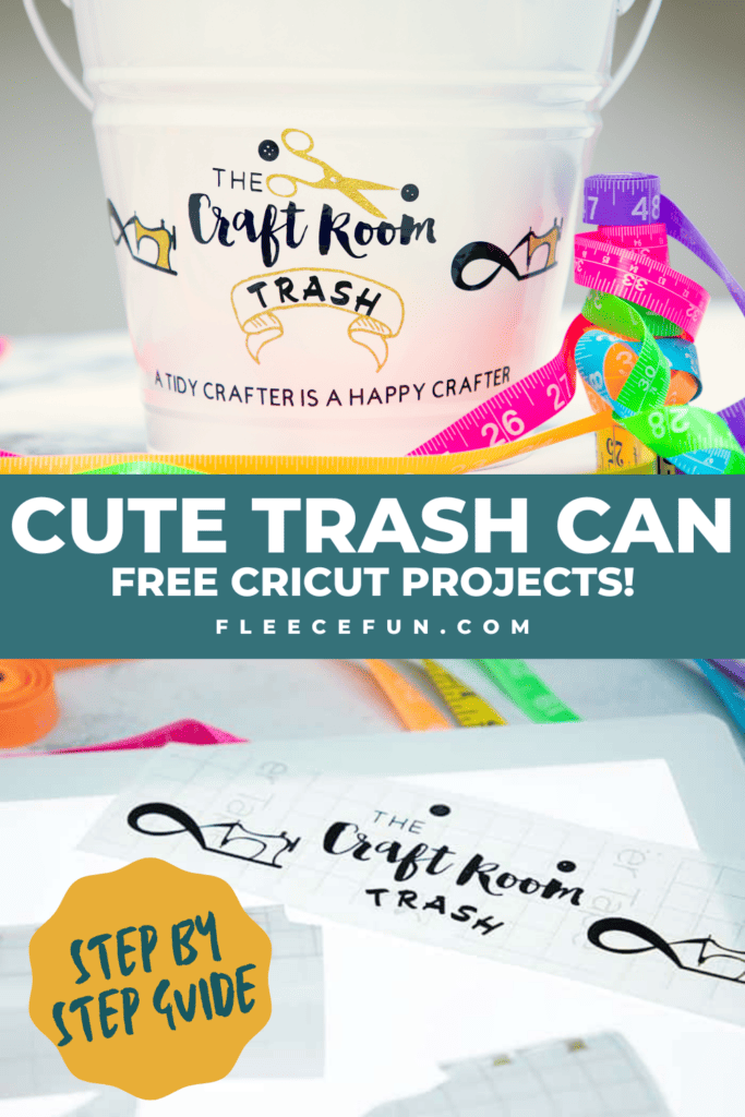 Cute Trash Can DIY for your craft space. Make your craft room tidy and cute with this fun to craft trash can. Beautiful step by step photos make it easy.