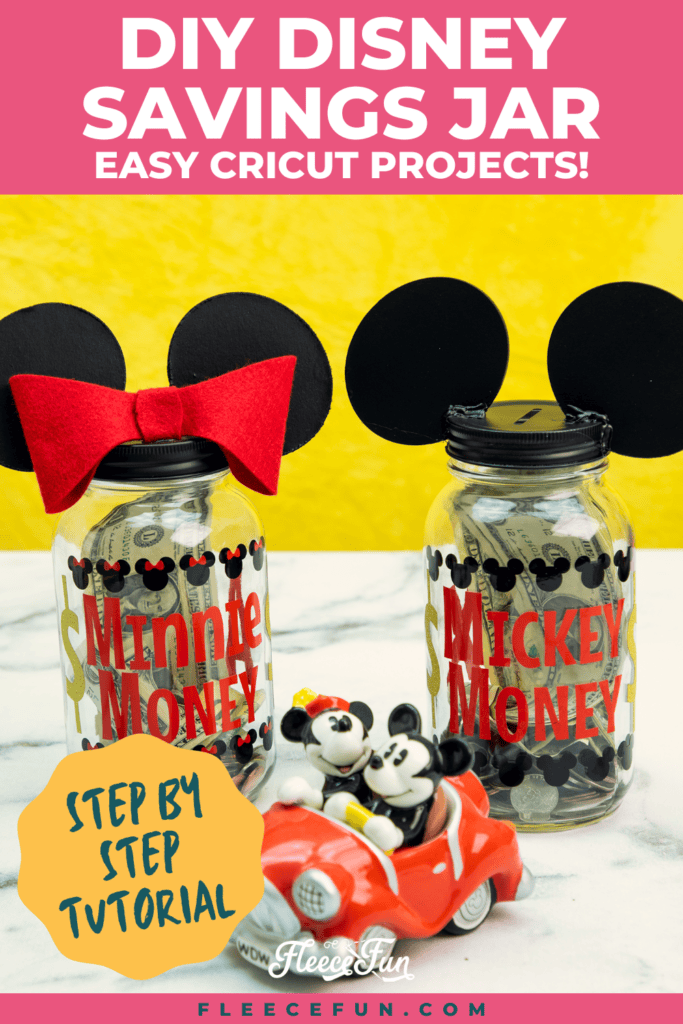 DIY Disney savings jar made with simple materials featuring fleecefun and free template and tutorial