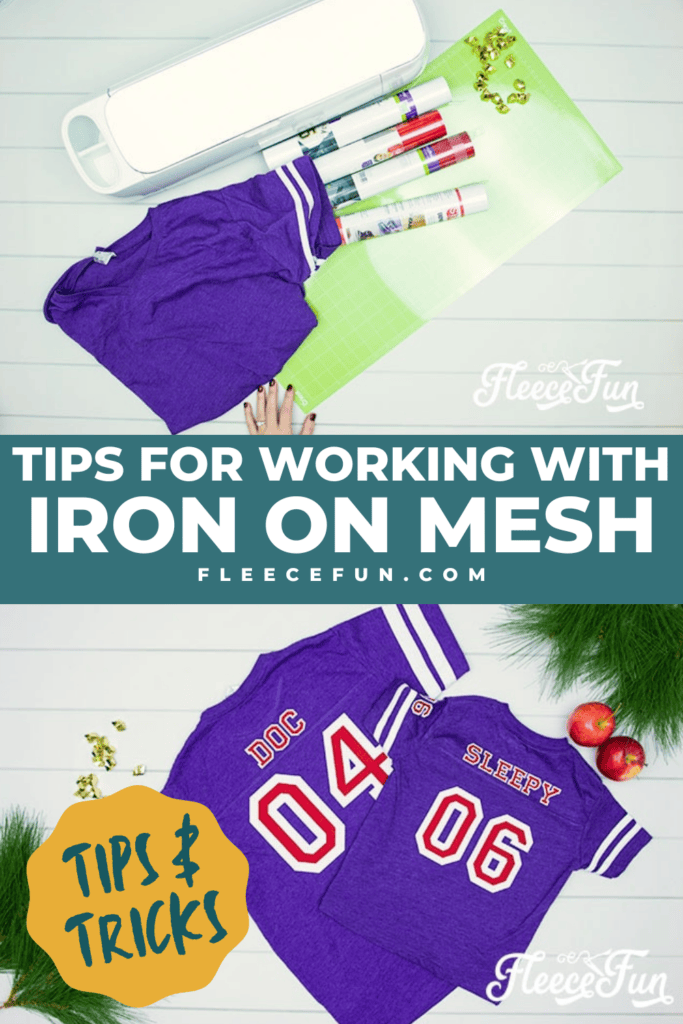 Learn the tips for working with Iron on Mesh! This fun product gives a cute "Sports Jersey" look, but has a few things to watch out for. With free design space file from FleeceFun