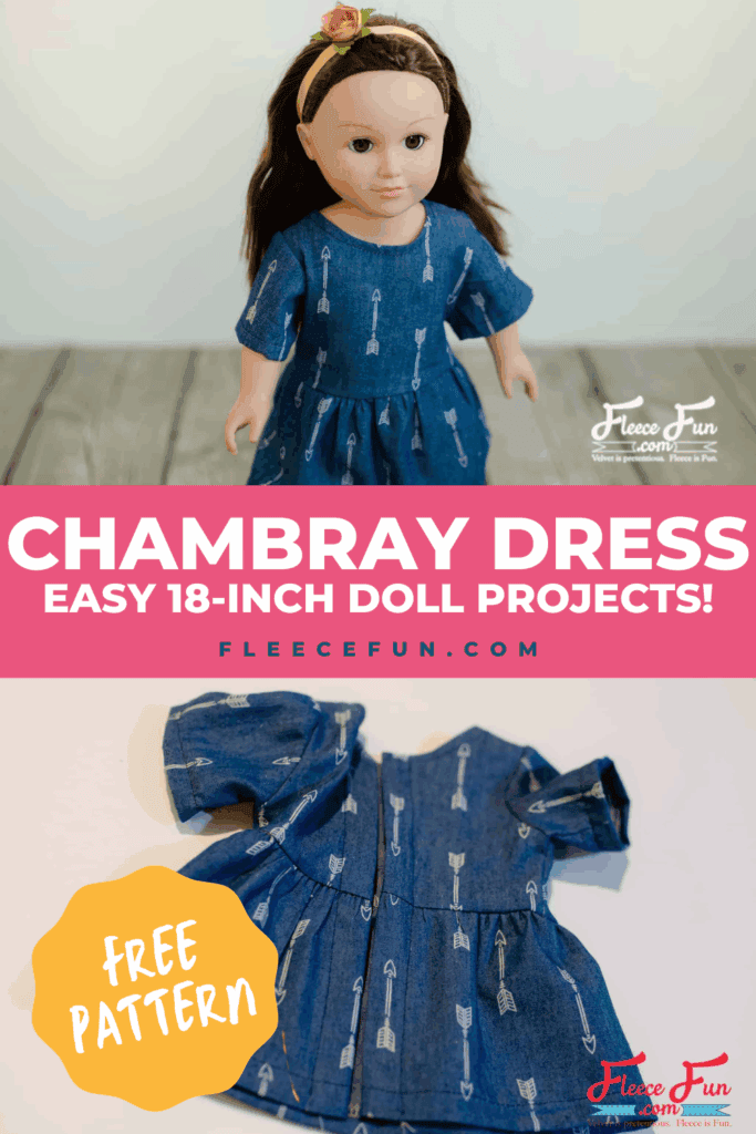 Chambray Party Dress for 18" Doll Free Pattern  Fleece Fun