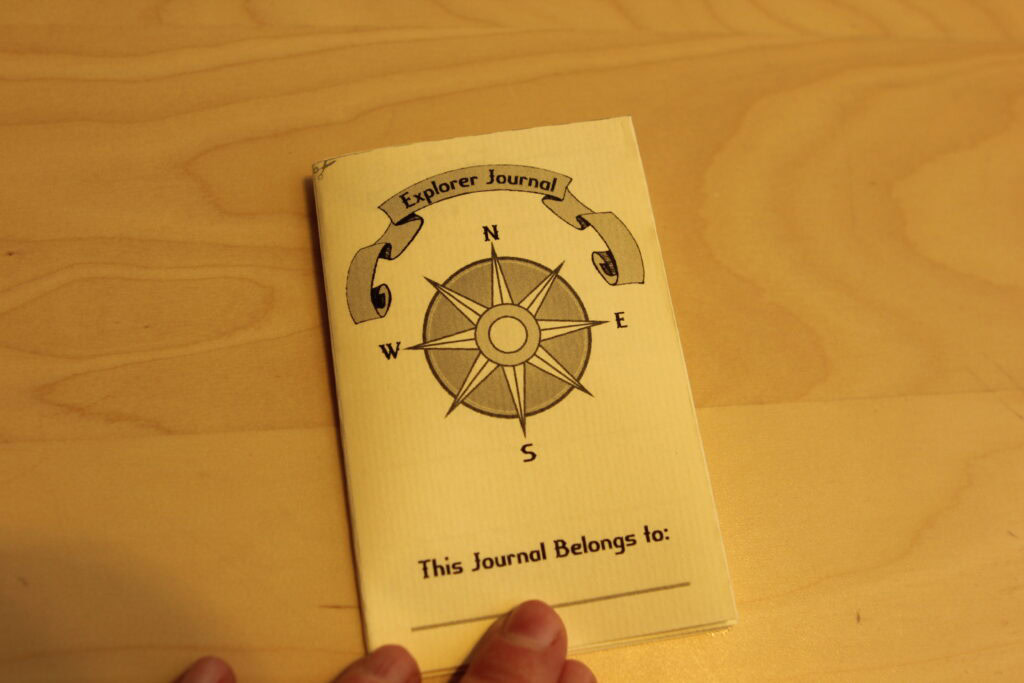 finished explorer journal. a Free Printable Kids Explorer Journal, perfect for parties, summer play time, and kid explorers, made with free template and step by step tutorial, from fleece fun